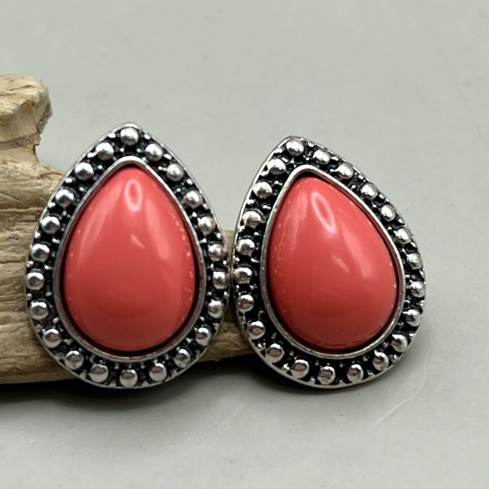 Elegant Coral Teardrop Earrings